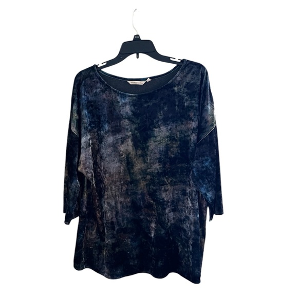 ▪️SOFT SURROUNDINGS: Women’s XL, multicolor blend 3/4 sleeve velour blouse▪️ - Picture 1 of 6